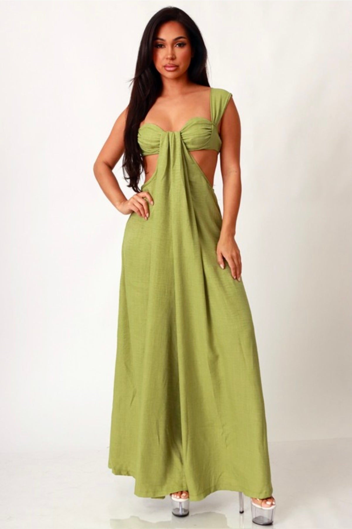 Ruched Bust Wide Leg