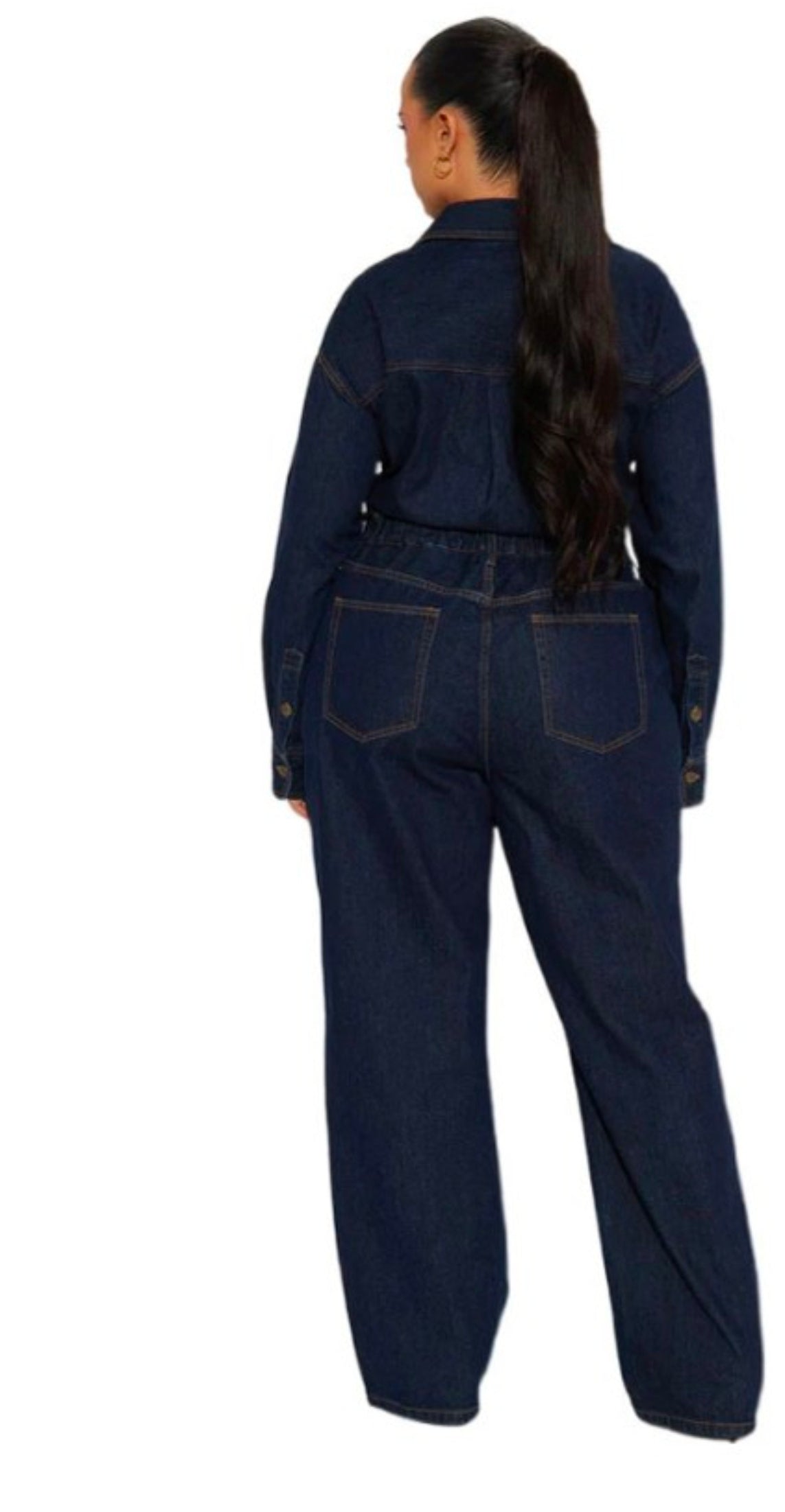 Fashion denim long sleeve Jumpsuit