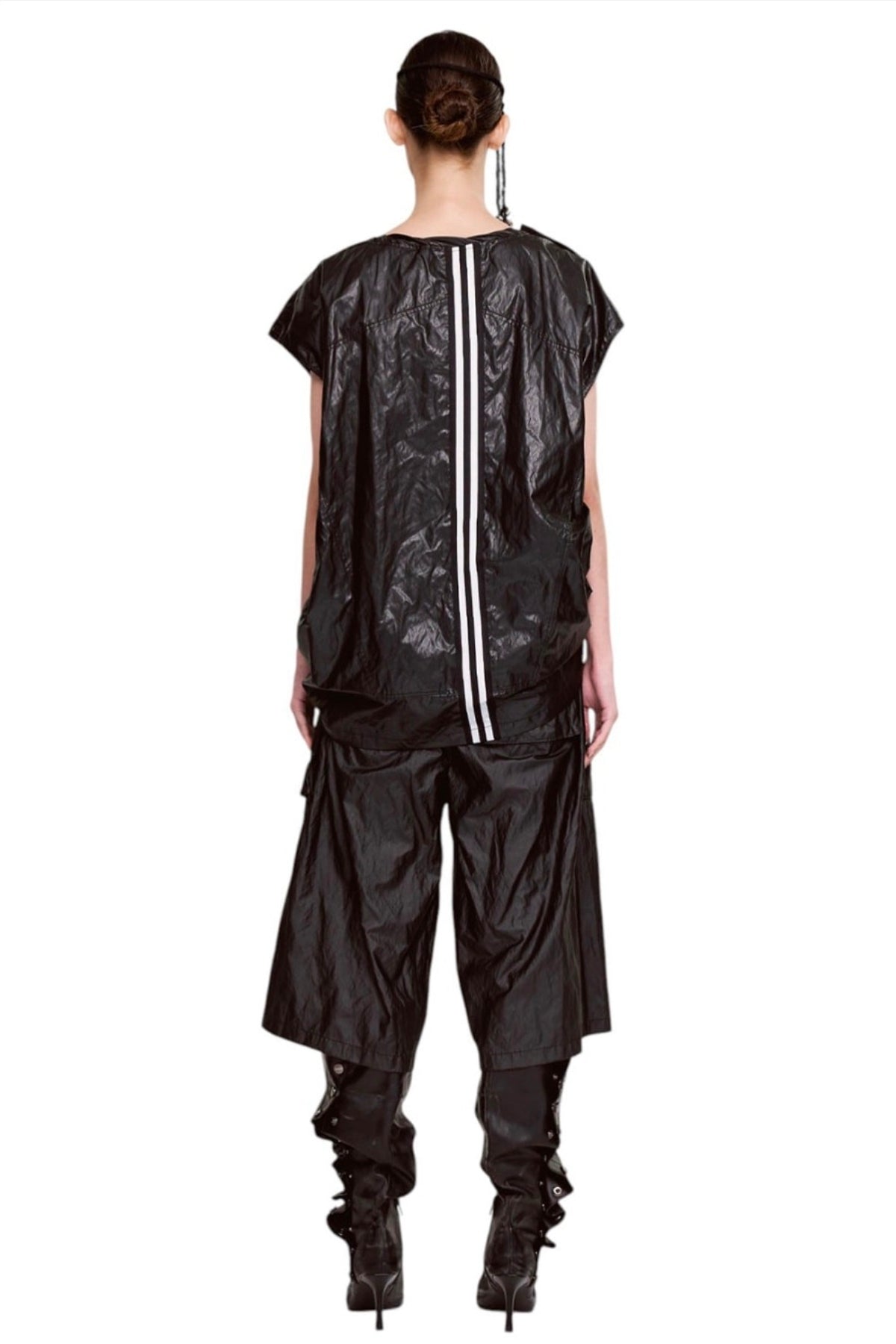 PLEATED POCKET MID PANTS LEATHER