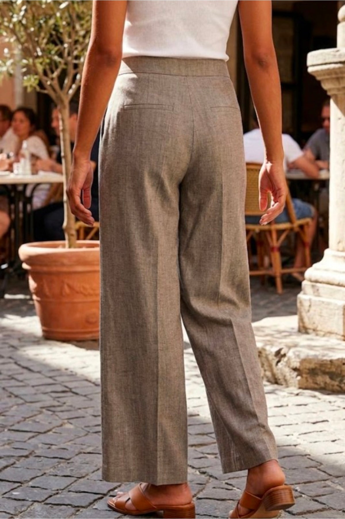 Asymmetrical Draped Flap Panel Detail Wide Leg Pants