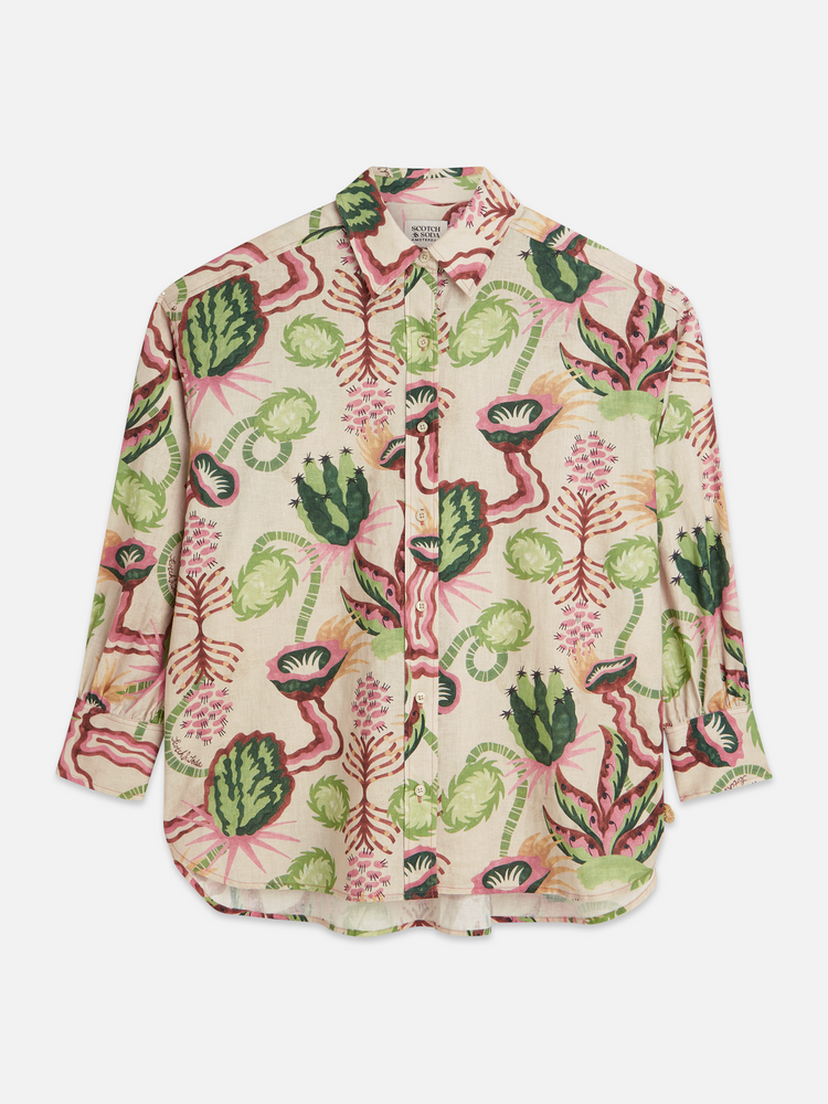 Linen Blend Printed Shirt