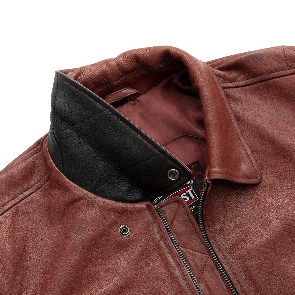 Moto Bomber - Men's Leather Jacket Cognac and Oxblood