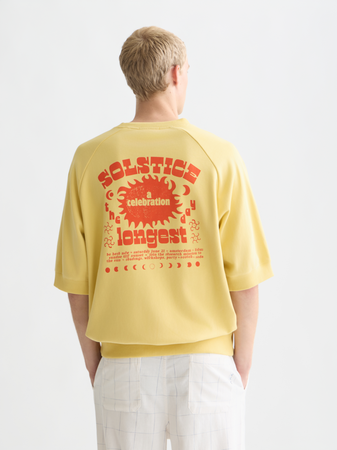 Scotch & Soda Front And Back Artwork Loose-Fit Short Sleeve Sweatshirt