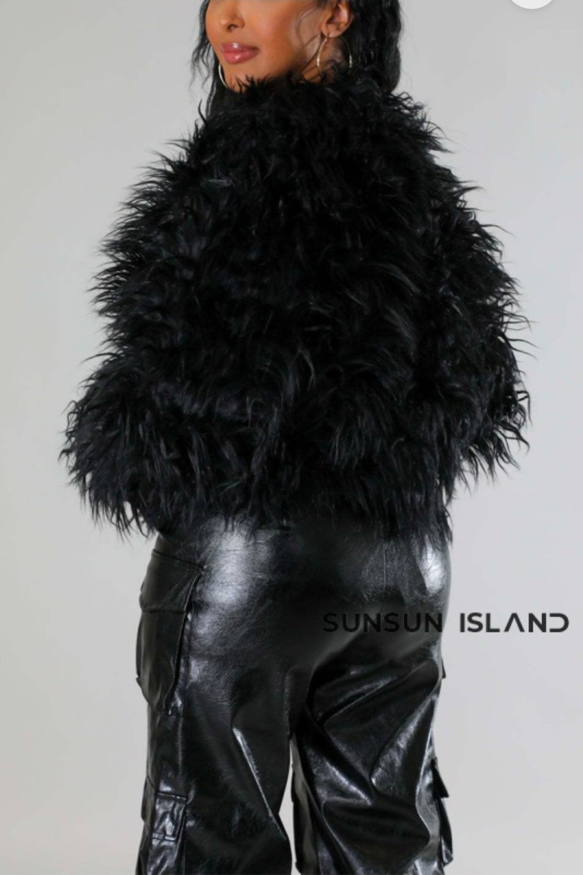 Faux Ostrich Feather Short Jacket