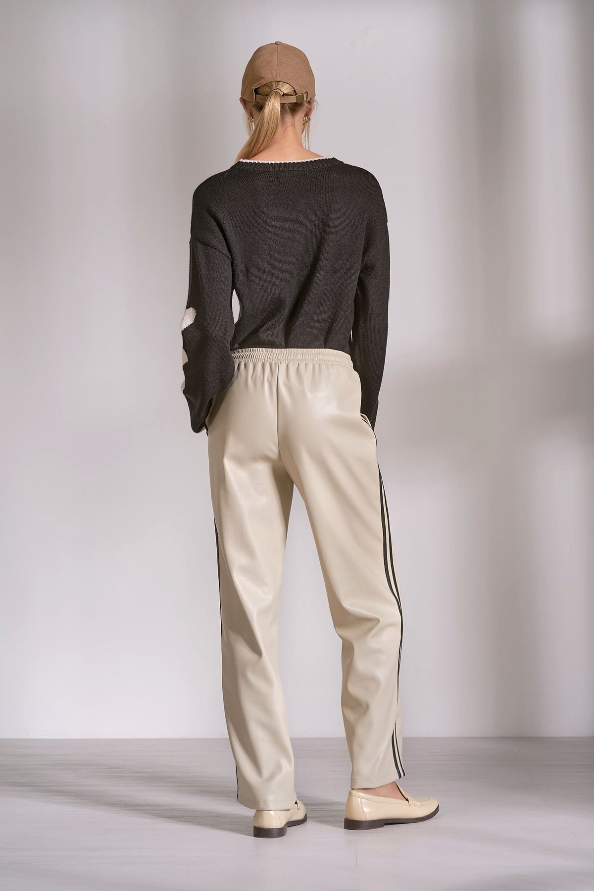 Elan | Vegan Leather Track Stripe Pant